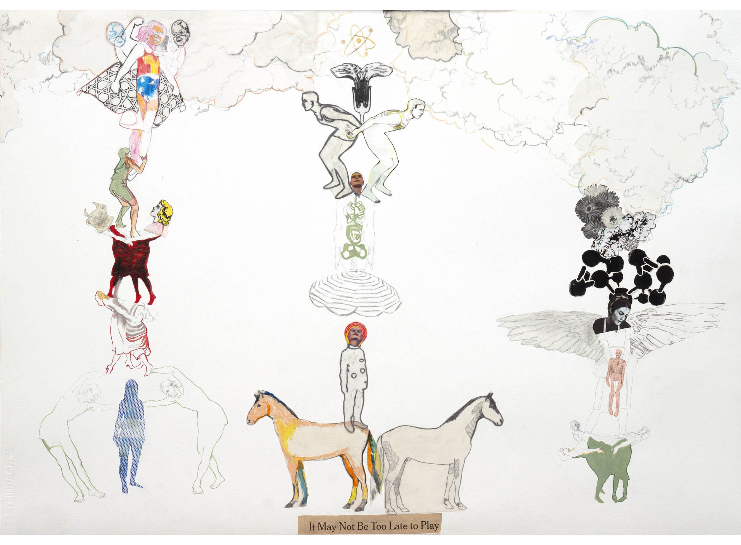 IT MAY NOT BE TOO LATE TO PLAY mixed media on paper 84X60