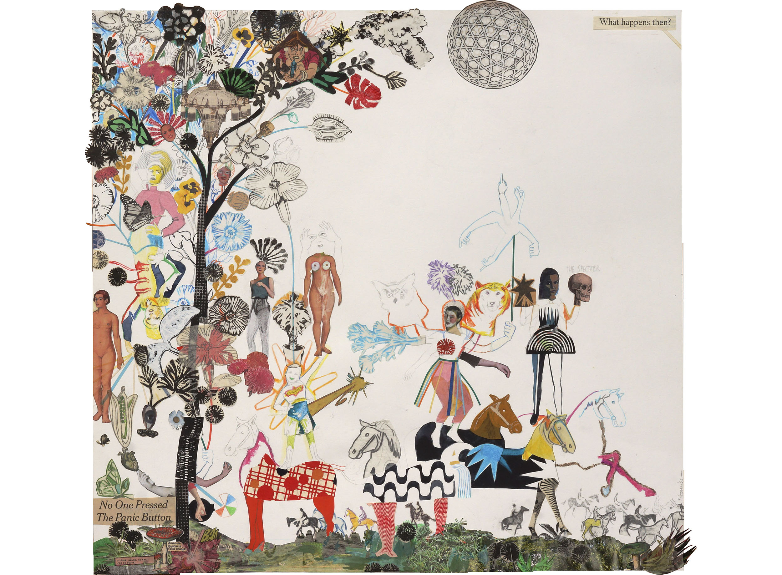 NO ONE PRESSED THE PANIC BUTTON (detail) mixed media on paper 145X75